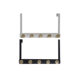 DKD Home Decor Perchero Glam Metálico Gris Claro y Oscuro, Acabado Dorado, 5 Ganchos, 33.5x5x20 cm (Pack de 4 Unidades)