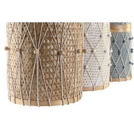 DKD Home Decor Cesta Balines Bambú Algodón Multicolor 46 x 58 x 46 cm Set de 3