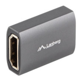 Lanberg AD-HDMI-02 Cambiador de Género HDMI-A 2.1 | Adaptador Hembra a Hembra | Conectores Chapados en Oro | Color Plata