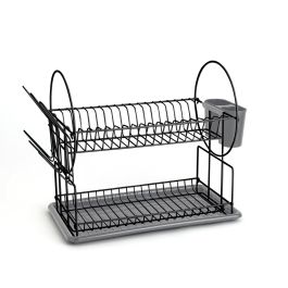 Quid Escurridor de Platos 2 Alturas con Cubertero Armony de Metal Color Gris 52x23x36 cm Precio: 17.95000031. SKU: S2706440