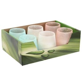 DKD Home Decor Vela Aromática Coco Azul Blanco Cristal 9 x 10 x 9 cm (6 Unidades)