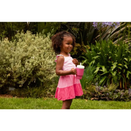 Infantino INF0773554080407 Taza de silicona para bebé y niño, 255 ml, color chicle, mi primera taza