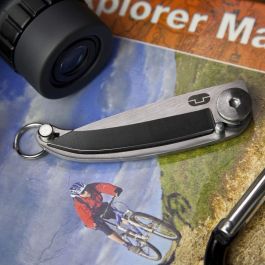 True Navaja Llavero Minimalista Acero Inoxidable 420 Ligera con Pasador de Bloqueo