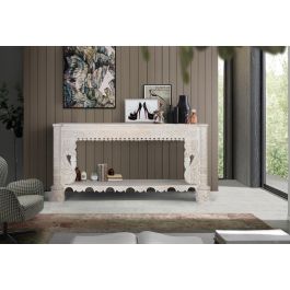 GINER Y COLOMER Consola de Madera de Mango Blanco Envejecido 180 cm