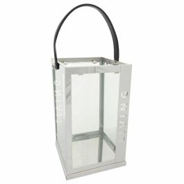 Farol Alexandra House Living Plata Vidrio Acero Inoxidable 18 x 30 x 18 cm