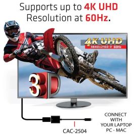 Club3D Adaptador USB 3.1 Tipo C a HDMI 2.0 Activo UHD HDR Macho/Hembra