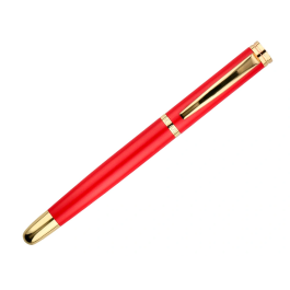 Belius Passion d'or Pluma y estuche de lujo en cuero rojo y dorado con tinta azul, aluminio texturizado