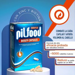 Pilfood DENSITY hair Cápsulas 180 u Tratamiento Anticaída Vitamina B2 B5 B6 E Biotina Cobre Hierro Zinc Manganeso L-Cistina L-Metionina Ácido Gamma-Linolénico Extracto de Mijo