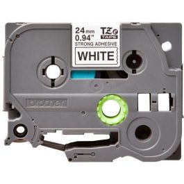 Brother P-touch Cinta Laminada Adhesiva Extra Fuerte 24mm x 8m Negro/Blanco para Superficies Difíciles y Entornos Hostiles