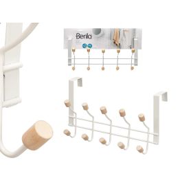 Percha 10 Pomos Puerta Blanca Berilo 39.5x17.5x12.5 cm - Metal y Madera (6 Unidades) Precio: 30.50000052. SKU: B1ER344FBK