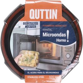 Quttin Fiambrera de Acero 0.6L para Microondas y Horno, 13.5 x 7 x 13.5 cm (12 Unidades)