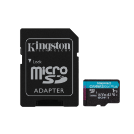 Kingston Tarjeta microSDXC Canvas Go Plus 1TB SDCG4/1TB, 200MB/s, A2 U3 V30, para juegos móviles, drones y cámaras deportivas, con adaptador