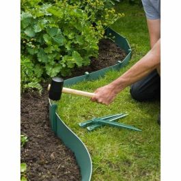 Nature Anclajes de Borde para Jardín Polietileno Reciclado - Bolsa 10 Estacas H 26.7x1.9x1.8cm - Fijación Encaje o Tornillo Verde