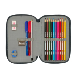 SAFTA Plumier Real Madrid 25/26 37 Piezas Doble Compartimento con Lápices, Bolígrafos y Rotuladores