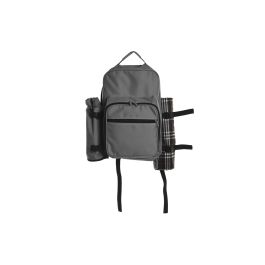 DKD Home Decor Mochila de Picnic para 2 Personas con Manta, Set de 9 Piezas, Poliester Gris Oscuro 20x39x28.5cm