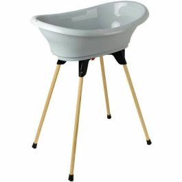 Thermobaby VASCO Charm Kit de Baño 3 en 1: Bañera Ergonómica con Soporte Plegable y Desagüe - Ideal Ahorro Espacio Gris