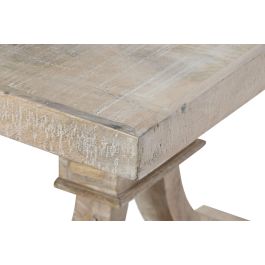 DKD Home Decor Mesa Centro Toscana Blanco Natural Madera Maciza 150 x 70 x 50 cm