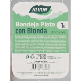 Bandeja Plata Rectangular con Blonda 32x39 cm - Algon (36 Unidades) Bandeja Plata Rectangular con Blonda 32x39 cm - Algon (36 Unidades)