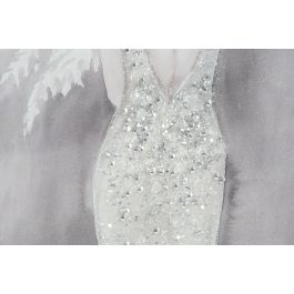 DKD Home Decor Cuadro Romántico con Diseño Mujer Vestido Blanco Gris 80x40 cm, de Cristal y Poliestireno (2 Unidades)