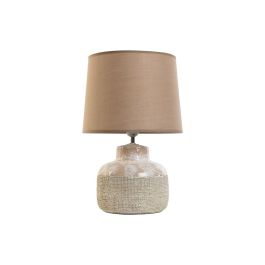 DKD Home Decor Lámpara de Sobremesa Moderna Marrón Beige de Gres y Poliéster, E27, 50W, 30x44x30 cm