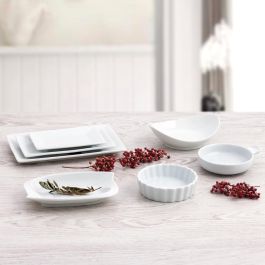 Quid Gastro Fun Tapa Ensaladilla Porcelana Blanca 14x11 cm (12 Unidades) - Con Acabado Brillo, Apta Lavavajillas y Microondas