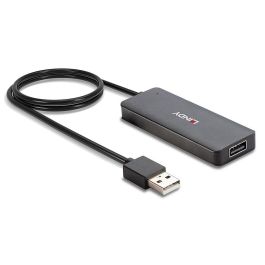 Lindy Concentrador USB 2.0 de 4 Puertos para PC USB Tipo A, 480Mbps, Retrocompatible USB 1.1/1.0, Plug & Play, Alimentación por Bus/DC
