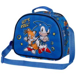 KARACTERMANIA Bolsa Portameriendas 3D Sonic The Hedgehog Lets Roll con Relieve Frontal y Correa Ajustable 25.5x10x20cm