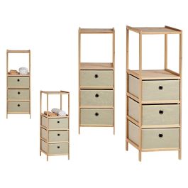 Estantería Kipit 2 baldas y 3 cajones, madera y tela beige, 26x89x32 cm (4 Unidades) Precio: 130.68999944. SKU: S3609901