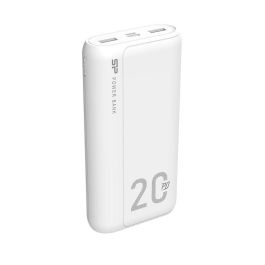 Silicon Power QS15 Powerbank 20.000mAh QC Carga Rápida USB-A/USB-C Batería Externa Compacta Blanca para Viajes