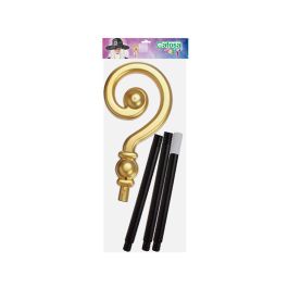 Bastón Espiral Dorado 127 cm Para Personajes Navideños O Fantásticos con Diseño Mágico