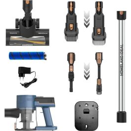Taurus Aspirador escoba Lithium 150W 10000Pa, batería extraíble 22.2V, triple filtración, turbo brush, cepillos all road y fuzzy, depósito 500ml