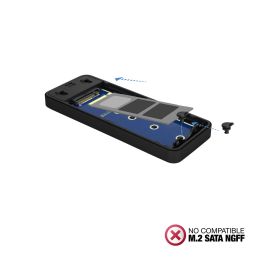 TooQ TQE-2280B Caja Externa para Disco SSD M.2 NVMe USB 3.1 Gen2 Tipo C Compatible M-Key M+B Key 2230/2242/2260/2280 Aluminio Negro Sin Tornillos