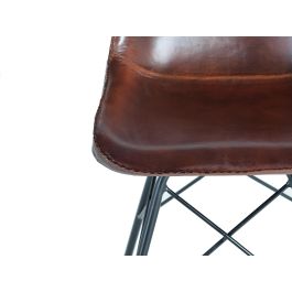 Giner y Colomer Silla Industrial Tapizada en Piel Natural con Patas de Metal