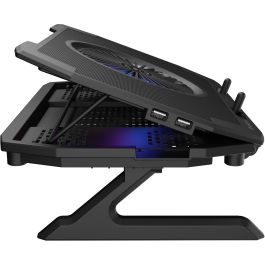 GENESIS Oxid 850 Almohadilla Refrigeradora para Portátil 17.3" con 5 Ventiladores, Iluminación RGB, Ajuste de Altura y 2 Puertos USB Negro