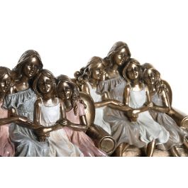 DKD Home Decor Figura Decorativa Moderna de Resina Rosa, Blanco y Dorado para Hogar - Set de 2 Unidades (10.5 x 15.5 x 17 cm)