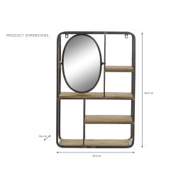 DKD Home Decor Estanteria Loft Metal MDF Espejo 4 Estantes Marron Claro Negro 13.2 x 60.3 x 39.5 cm
