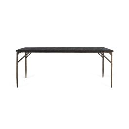 GINER Y COLOMER Mesa Comedor Rectangular Madera Maciza 200 cm Negro y Dorado Precio: 1137.3879. SKU: B1JTETJMJ7