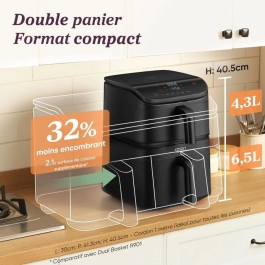 Cosori Freidora de aire Turbo Tower Chef Edition AAATL19493 - 10,8 L - 2 depósitos - Negra
