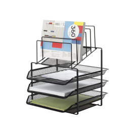 Q-connect KF17296 Bandeja Clasificadora de Sobres Metálica Rejilla Negra 3 Bandejas 300x350x420 mm