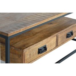 GINER Y COLOMER Mesa de Centro Industrial con Cajones en Madera de Mango y Metal Natural 120x60cm