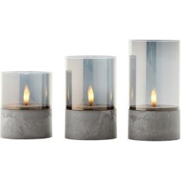 Lote 3 lámparas de mesa LED BRILLIANT CANDLE - 2500K - Plástico y vidrio - Vidrio gris y ahumado Lote 3 lámparas de mesa LED BRILLIANT CANDLE - 2500K - Plástico y vidrio - Vidrio gris y ahumado