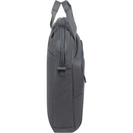 Rivacase Maletín 7531 Grey ECO Bag 16" Alpendorf, Poliéster RPET Ecológico, Compartimento Portátil Acolchado, Bolsillo Frontal con Cremallera