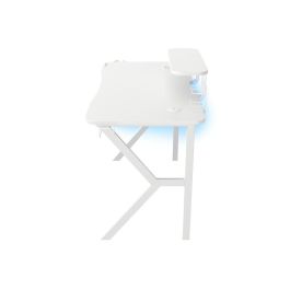 GENESIS Holm 320 RGB Mesa Gaming Blanca, Iluminación RGB, Hub USB 3.0, Carga Inalámbrica, Soporte Auriculares y Monitor 120x60 cm