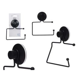 Portarrollo de Metal Negro Mate con Ventosa Berilo 12x14x3.5 cm (12 Unidades)