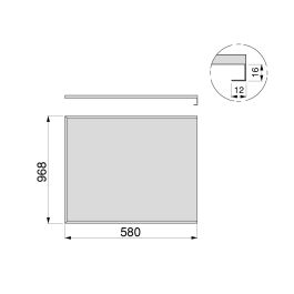 Emuca Protector de fondo para muebles de cocina, tablero 16mm, módulo 1.000mm, 968x580mm, Plástico y Aluminio, Aluminio natural