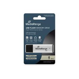 MEDIARANGE MR1905-1 Pendrive USB-C y USB 3.2 Gen 1 de 1 TB, Lectura 400 MB/s, Aluminio Negro y Plata