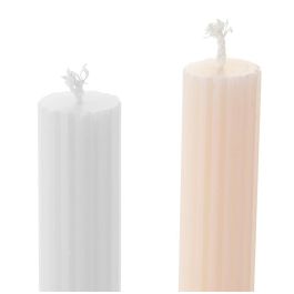 DKD Home Decor Vela Decorativa de Cera Urban Crudo Blanco, Set de 3 Unidades, 2x2x25 cm, Duración 10h