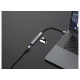 Equip Hub Usb 1 X, Concentrador con 1 Puerto USB 3.0 y 3 Puertos USB 2.0, Carcasa de Aluminio, Diseño Ultradelgado