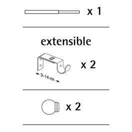 Stor Planet Kit Barra Cortina Anillo Extensible 110-200 cm Plomo Acabado Satinado