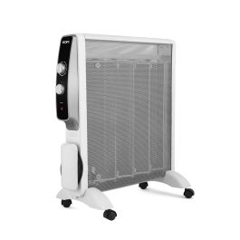 Edm Radiador de Mica 1000/2000W con Termostato Ajustable, Calentamiento Rápido, Seguridad Antivuelco y Ruedas